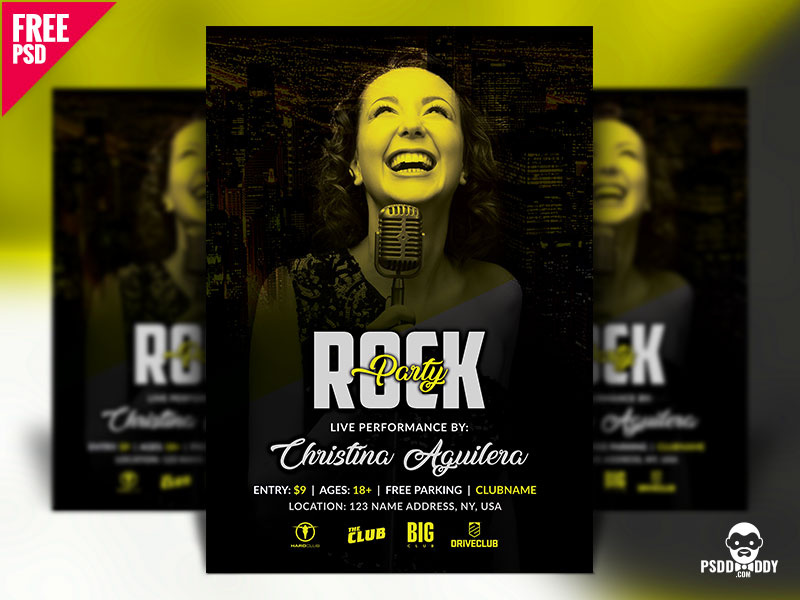 Rock Party Flyer Design PSD psd flyer psd party night party flyer free psd freebie disco flyer creative flyer concert club a4 flyer