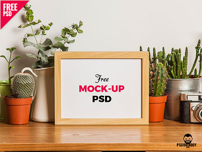 Table Photo Frame Free Mockup PSD