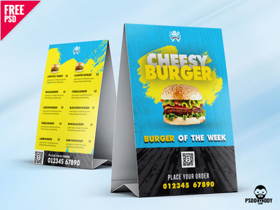 Food Menu Tent Card Design Free PSD