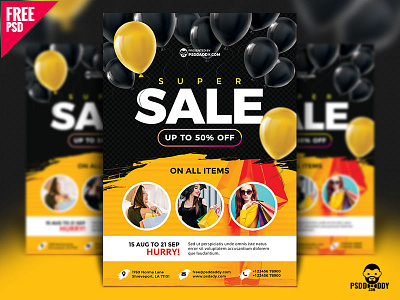 Super Sale Flyer Design Free PSD a4 business flyer e commerce flyer fashion flyer flyer free download free psd multipurpose flyer photoshop psd shopping flyer