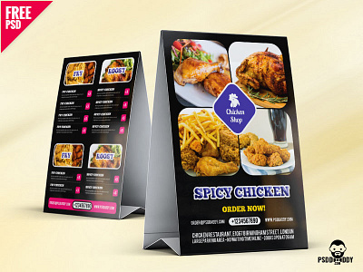 Restaurant Food Menu Table Tent Card PSD