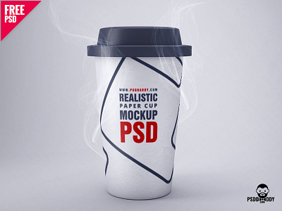 Realistic Paper Cup Mockup PSD