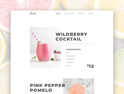 Cocktail Page cocktail design landing page