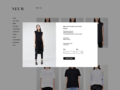 Modal Window clean concept fashion fullsize grid minimal modern product page responsive web web design
