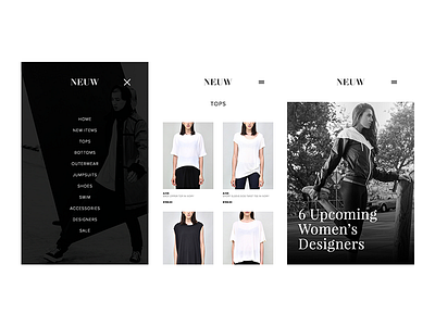 NEUW Mobile clean concept fashion fullsize grid minimal mobile modern responsive web web design