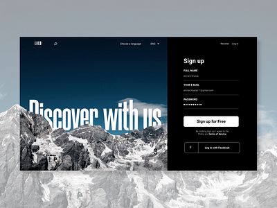 Discover With Us Form Landing page design flat mobile typography ui ux website