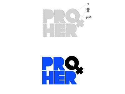 Pro Her blue brand colorful feminine feminine design feminine font feminine logo feminine logos iconic logo logo design logotype