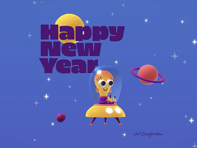 Happyspace New Year ! 3d 3danimation animation characterdesign design motion graphics typography