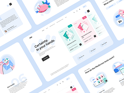 Lab tests landing page analysis dashboard e commerce hair health home homepage how it works human illustration laboratory tests landing page medicine mentalstack pet product design ui