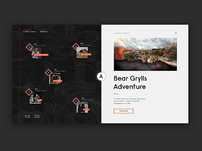 Bear Grylls Map Exploration adventure agency bear grylls digital hud interactive interface outdoors outpost ui ux website