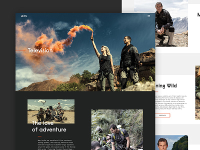 Bear Grylls Television adventure agency bear grylls digital interactive minimal outdoors outpost parallax ui ux website