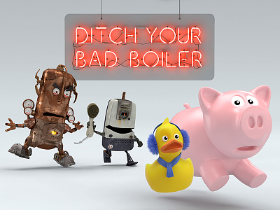 Ditch Your Bad Boiler agency cgi character design digital outpost renders