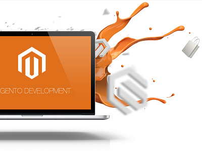 Magento icons magento online shopping orange paint shopping splash web development