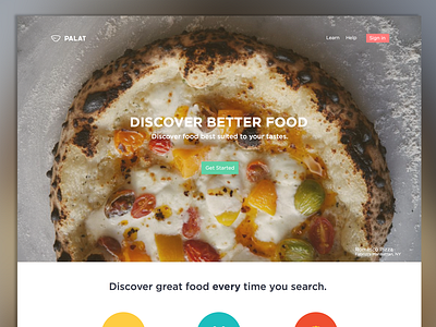 Palat design food landing page marketing product sketch startup ui ui design ux web web design