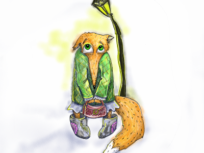 Poor Fox cartoon character corel painter fox