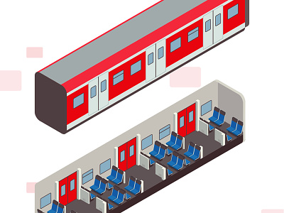 Coach coach insight isometric public transport seats train
