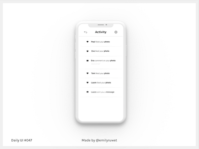 Dailyui 47 activity feed comment dailyui direct message like sketch app uidesign uxdesign