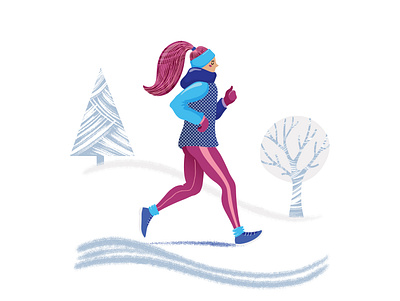 Run the Winter cartoon character flat girl illustration running sports vector vector illustration winter winter sports woman