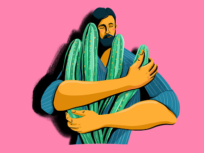 Cactus lover cactus illustration man people plant