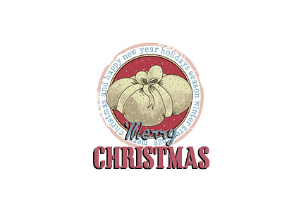 Merry Christmas retro tag design vector Illustration