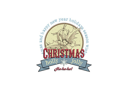 Merry Christmas retro tag design vector Illustration