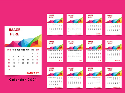 2021 calendar design, abstract wall calendar template