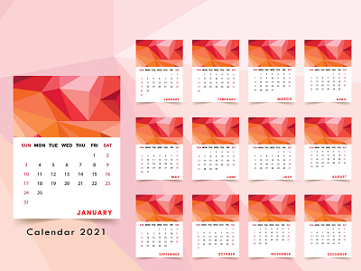 2021 calendar design, abstract wall calendar template