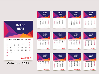 2021 calendar design, abstract wall calendar template