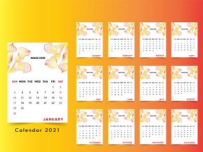 2021 calendar design, abstract wall calendar template