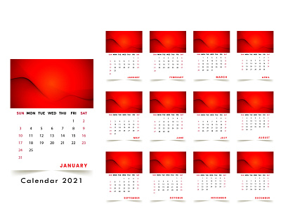 2021 calendar design, abstract wall calendar template