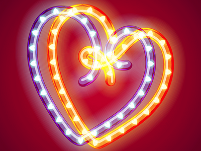valentines neon light effect heart vector