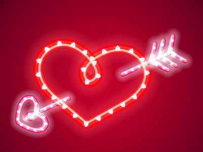 valentines neon light effect heart vector