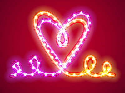 valentines neon light effect heart vector