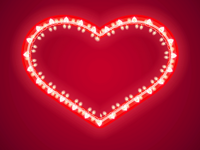 valentines neon light effect heart vector