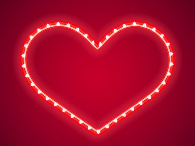 valentines neon light effect heart vector