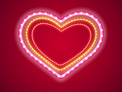 valentines neon light effect heart vector