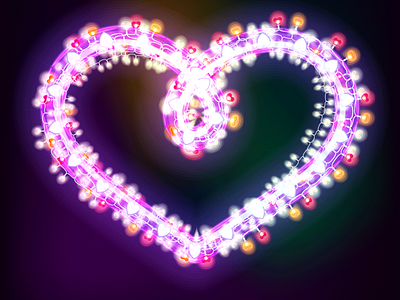 valentines neon light effect heart vector