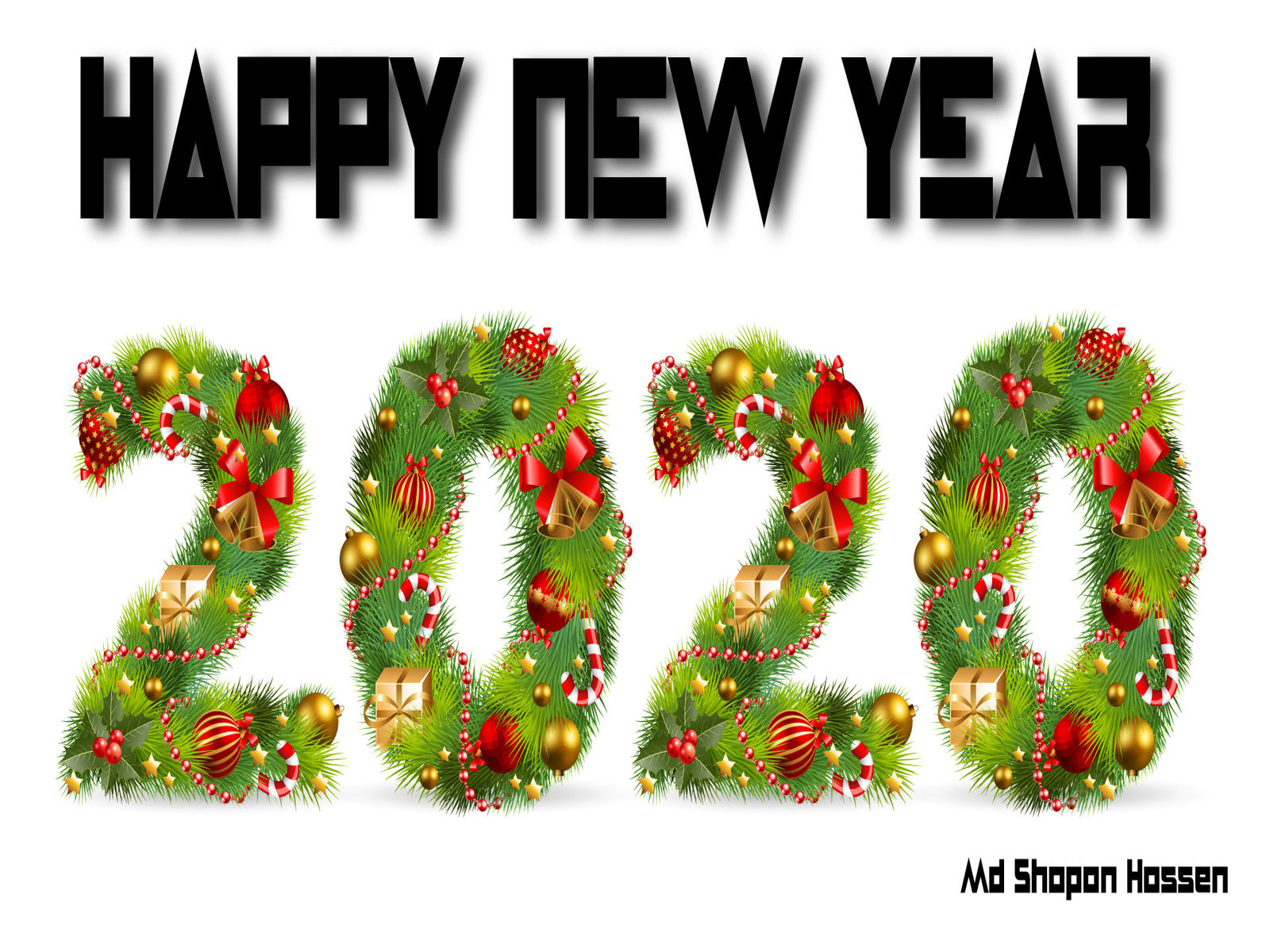 Happy New Year 2020 Text Design Patter, Vector illustration by Md ...