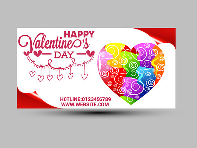 Happy valentines day banner design template