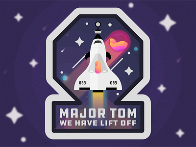 Space Oddity Badge Design badge bowie brand branding design flat icon illustration logo music space vector