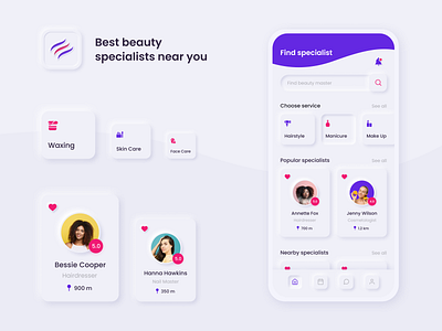 Beauty services booking app application design mobile mobile app mobile app design mobile ui neumorph neumorphic design neumorphism neumorphism ui ui uiux ux