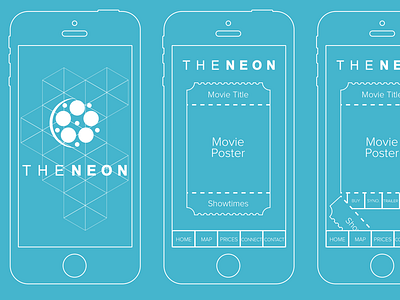 The Neon App Wireframe app apple blue buy cinema design frame icons ios movie neon purchase simple simplistic tear theater theatre ticket torn white wire wireframe