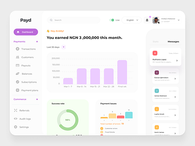 Fin-tech dashboard for Payd