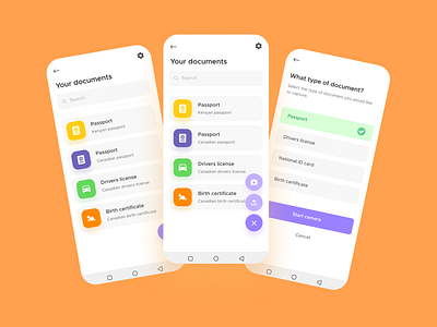 MIDO's UI design screens