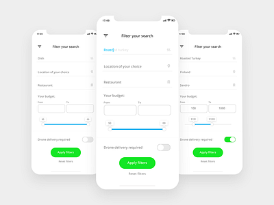 Restaurant search filter app brand button concept creative cx dailyui design design thinking filter forms minimal product search simple ui ux