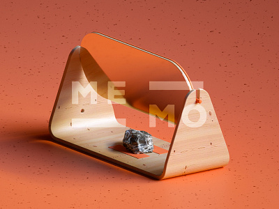 MEMO 3d mirror orange product render rock terrazzo wood