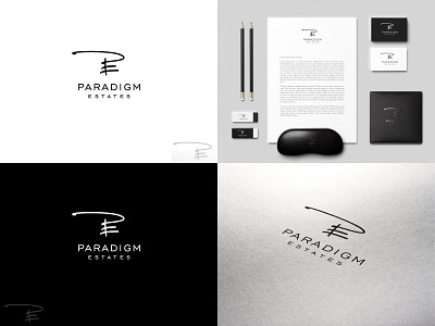 Paradigm Estates - Logo elegant handwritten logo real estate signature logo typographic