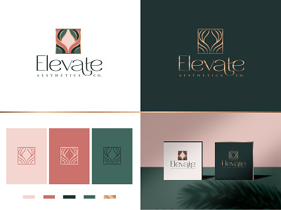Elevate Aesthetics Co. - Logo design abstract beauty studio brand branding classy creative decorative design elegant graphic design hand drawn logo luxury typographic