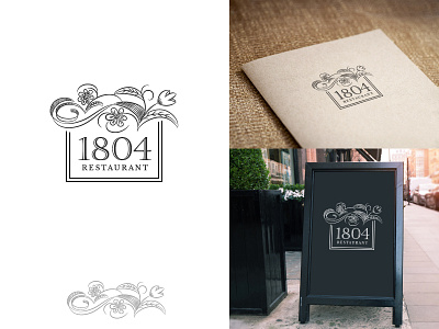 1804 Restaurant - Logo art classic creative decorative design elegant floral hand drawn logo pencil art restaurant