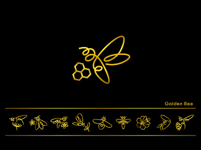 Golden bee - Logo & Brand 1 art brand creative hand drawn honey honeybee logo pen vector